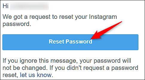 Instagram reset password option