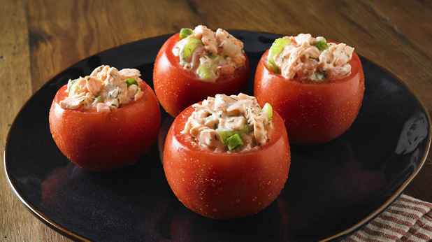 Tuna salad stuffed with tomatoes