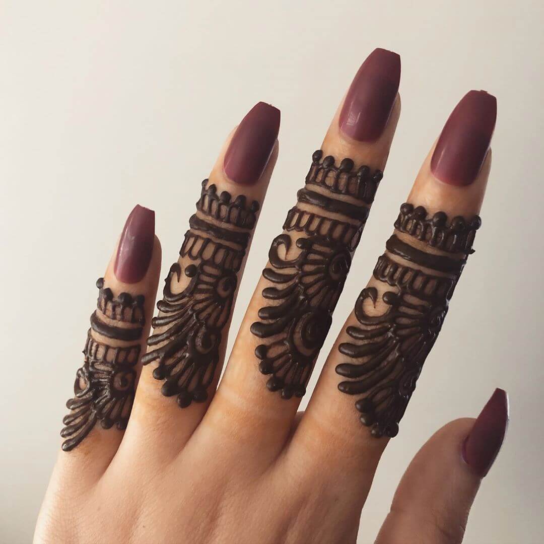 Finger Mehndi Designs using Bands