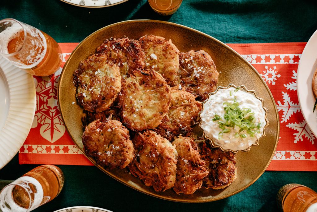 Lattakes are served with Caramelized onion Sour Cream