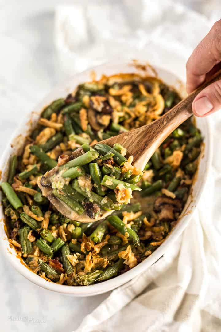 Green Bean Casserole with Candied Bacon