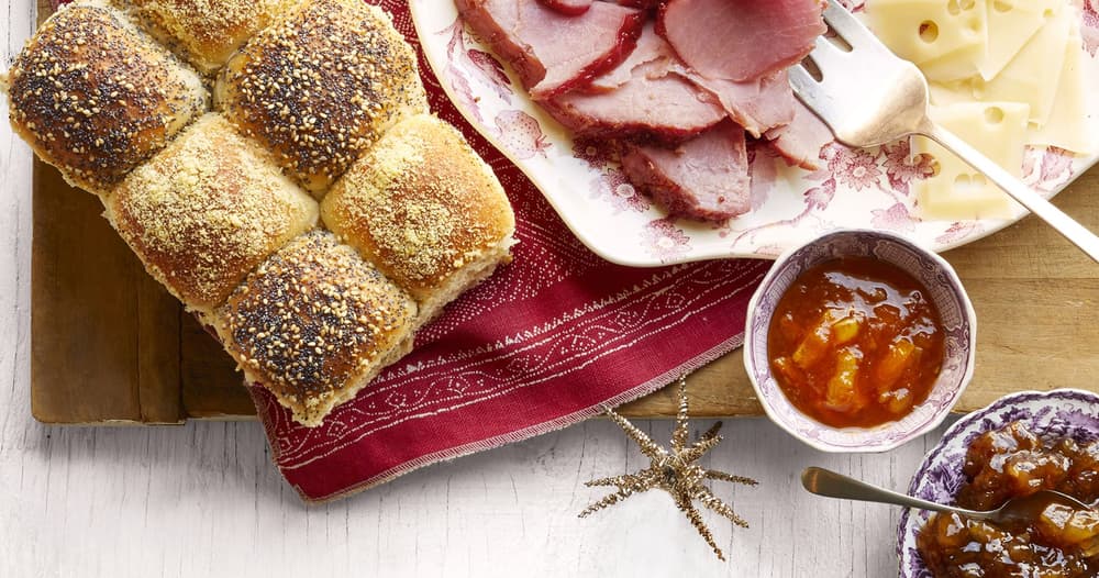 Honey-Glazed Ham as well as Checkerboard Rolls
