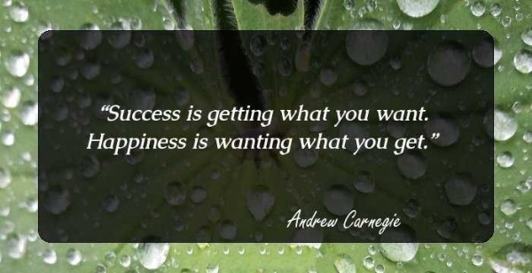 "Success is getting what you want. Happiness is wanting what you get." -Dale Carnegie