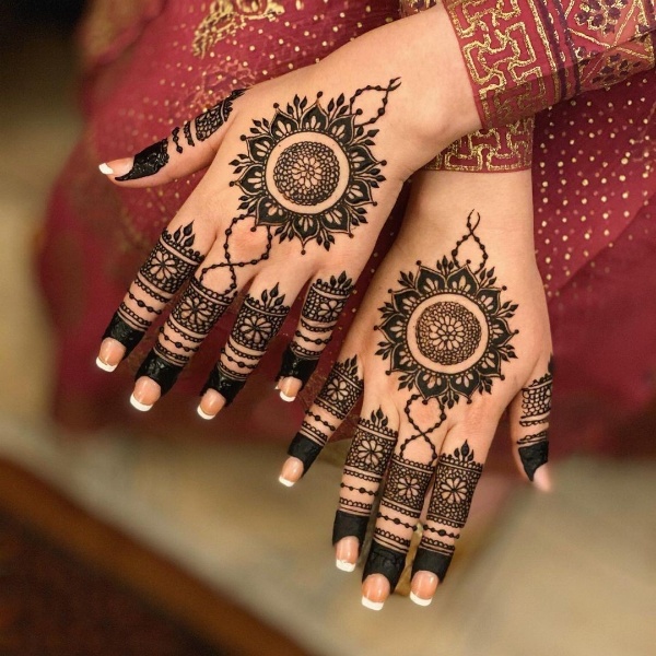 Floral Mesh Finger Mehndi Designs